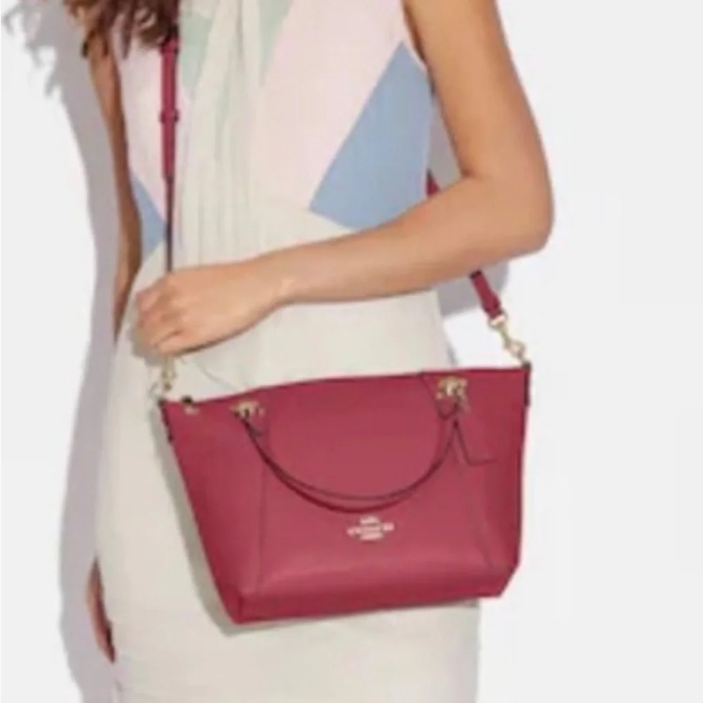 NWOT Coach Kacey Satchel Leather Gold/Strawberry Haze